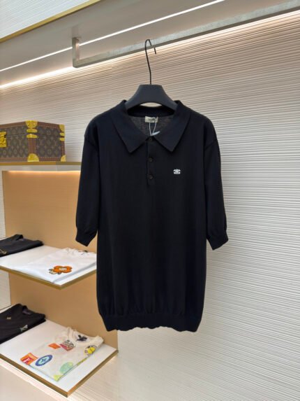 Celine Logo-Embroidered Short-Sleeve Polo Shirt