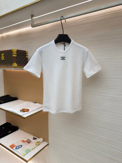 Celine Logo-Embroidered Short-Sleeve Top [Women's]