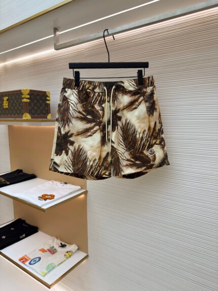 Moncler Palm-Print Beach Shorts