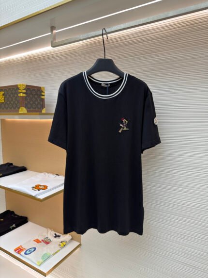 Moncler Logo Patch Cotton T-Shirt with Imported Embroidery