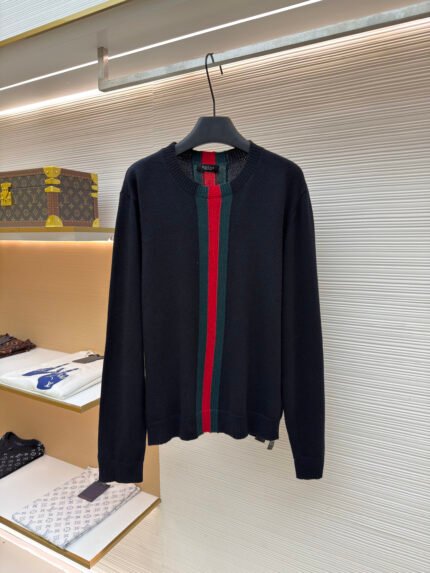 Gucci Classic Red and Green Web Crew-Neck Knit Top
