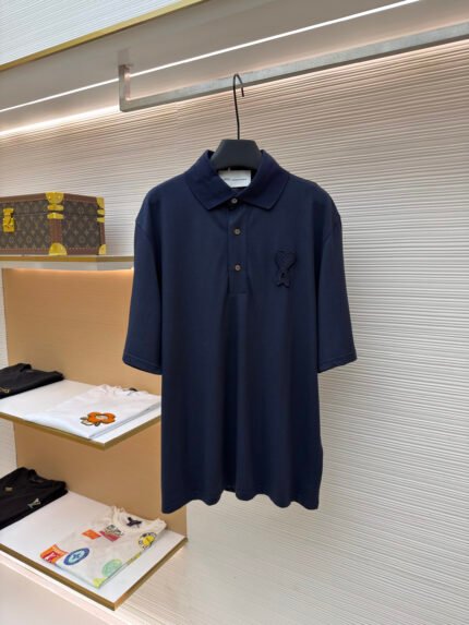 Ami Paris Crochet Heart Polo Shirt