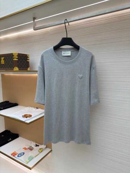 Ami Paris T-shirt with tonal embossed ADC embroidery