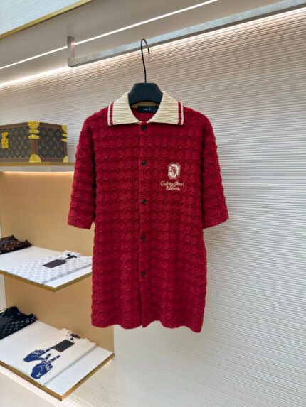 Ami Single-Breasted Knitted Shirt with Logo