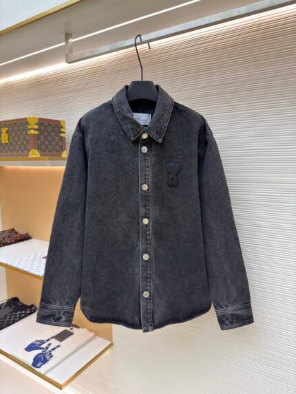 Ami Paris Knitted Heart Denim Jacket
