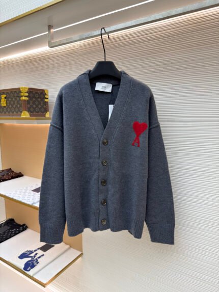 Ami Paris Heart-Jacquard Cardigan