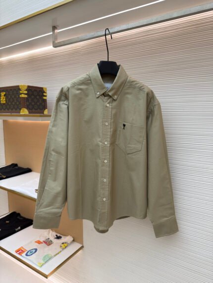 Ami Paris Heart-Embroidered Pocket Shirt