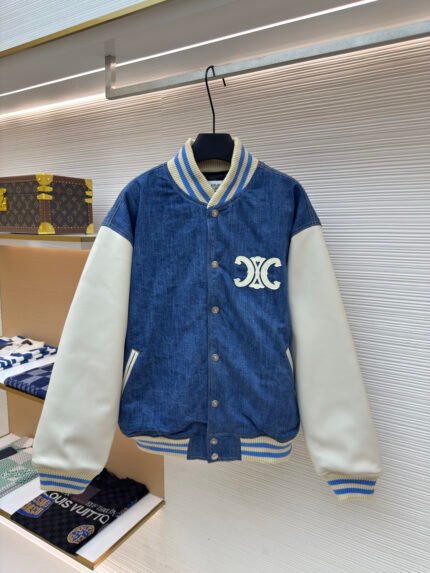 Celine Washed Denim Varsity Jacket