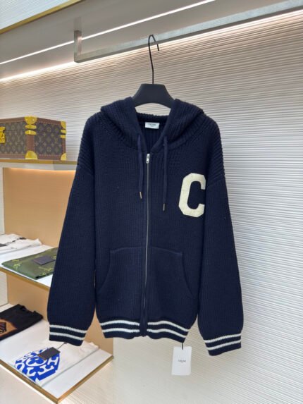Celine Seersucker Patch Knit Jacket