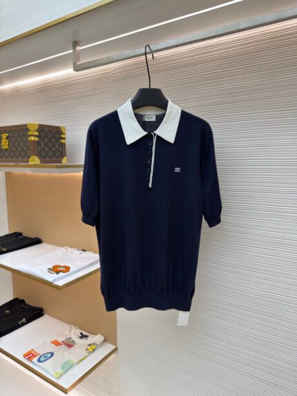 Celine Solid-Color Logo-Detail Short-Sleeve Polo Shirt