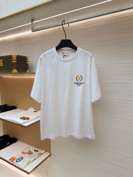 Celine Crew-Neck Short-Sleeve T-Shirt with Wheat Motif