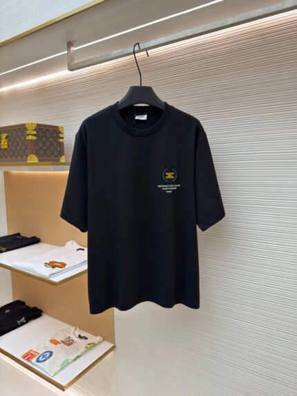 Celine Crew-Neck Short-Sleeve T-Shirt with Wheat Motif
