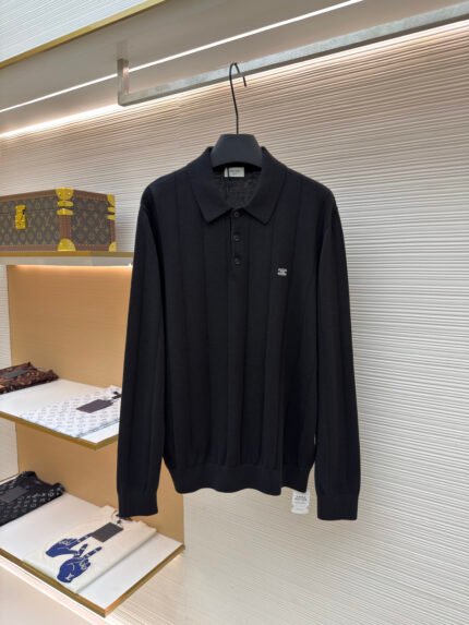 Celine Triomphe Embroidered Short-Sleeve Knit Pullover