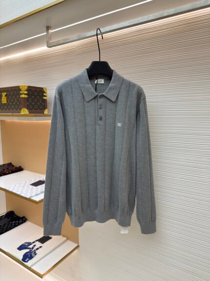 Celine Triomphe Embroidered Short-Sleeve Knit Pullover