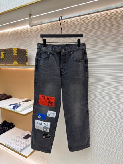 Celine Paris Appliquéd Leather Jeans