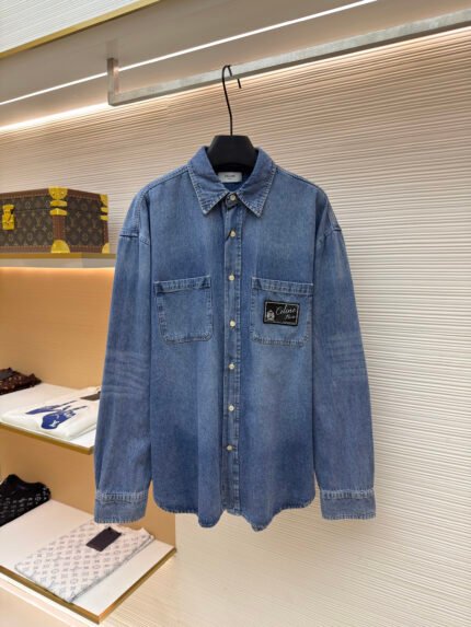 Celine Paris Patch-Pocket Denim Shirt