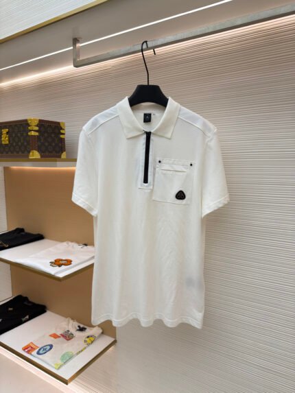 Moose Knuckles Short-Sleeve Polo with Patch Pocket and Logo Detail
