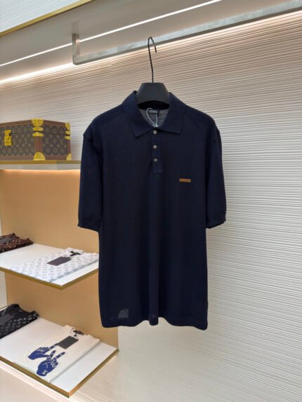 ZEGNA Embroidered Logo Cotton Knit Polo Shirt