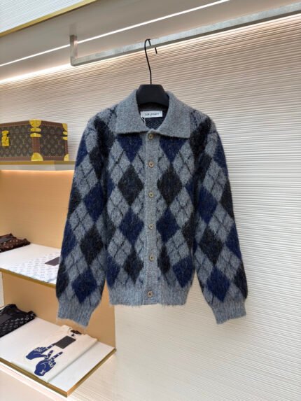 OUR LEGACY Diamond-Pattern Mohair Cardigan