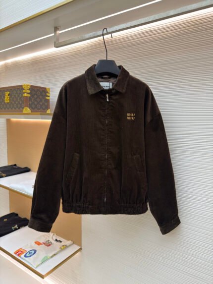 Miu Miu Corduroy Jacket with Letter Embroidery