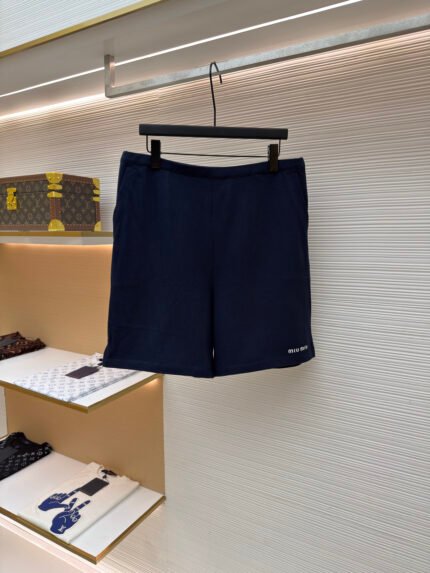 Miu Miu Piqué Shorts with Embroidered Logo