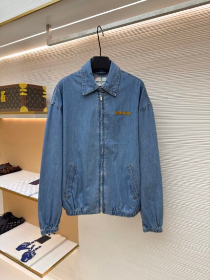 Miu Miu Embroidered Logo Denim Jacket