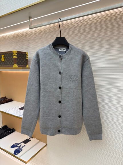 Miu Miu Embroidered Crew-Neck Cardigan
