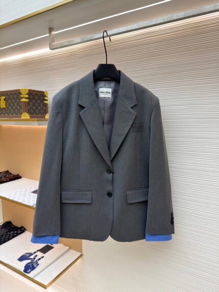 Miu Miu Logo Single-Breasted Wool Blazer