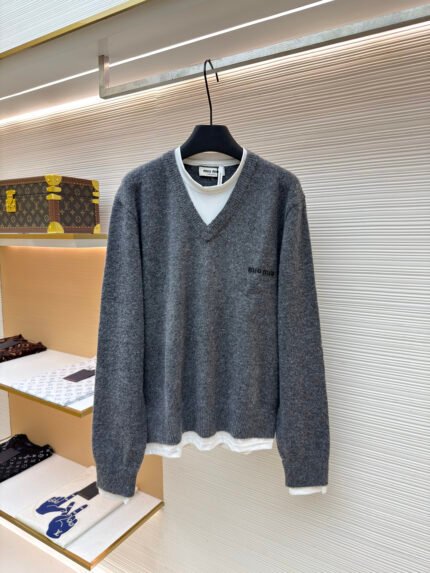 Miu Miu Layered-Look Knit Sweater