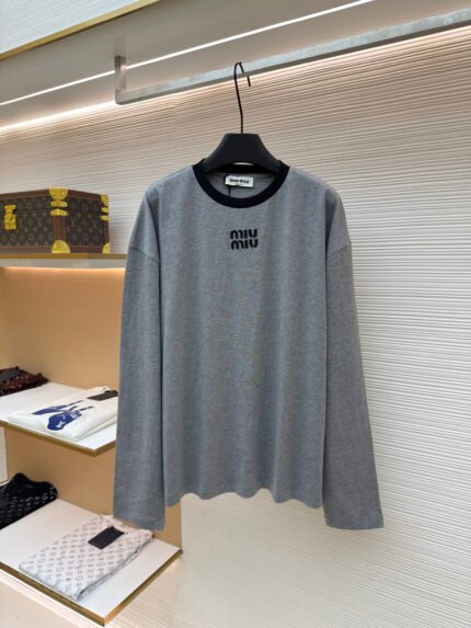 Miu Miu Logo Long-Sleeve Top