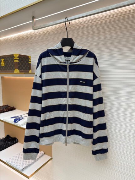 Miu Miu Logo-Striped Hooded Jacket