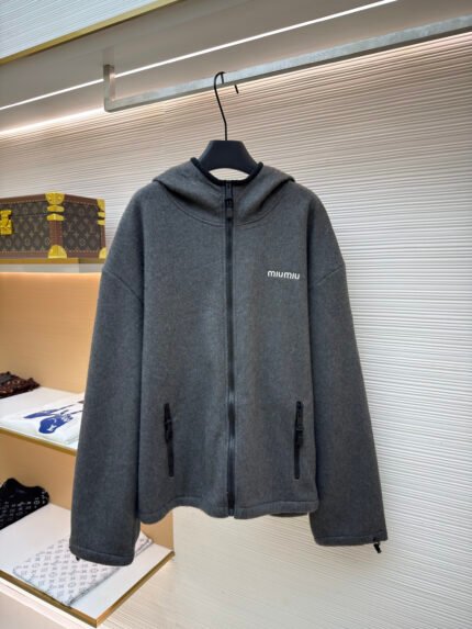 Miu Miu Embroidered Logo Hooded Jacket