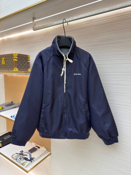Miu Miu Reversible Technical Fabric and Fleece Jacket
