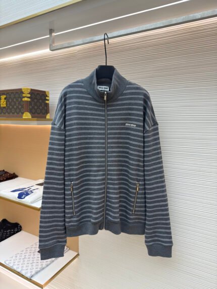 Miu Miu Logo-Striped Zip-Up Jacket