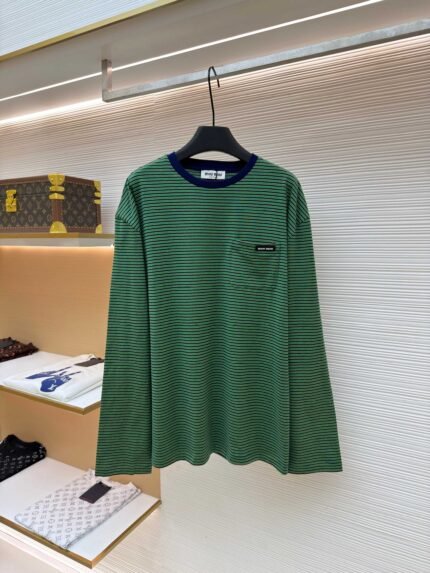 Miu Miu Logo-Striped Long-Sleeve Top