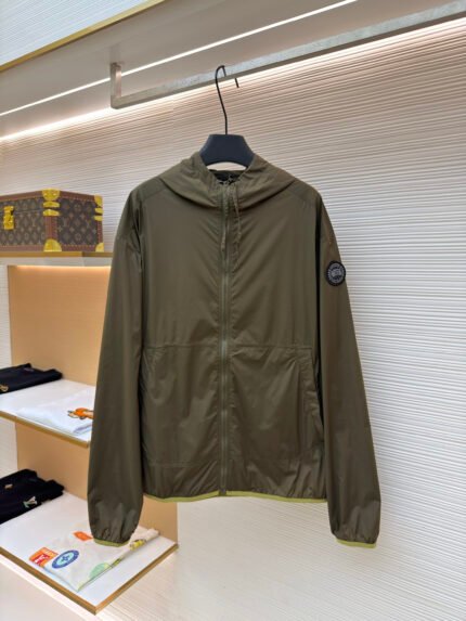 Canada Goose hooded windbreaker with logo patch