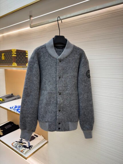 Canada Goose Fleece Jacket with Badge and Button Closure