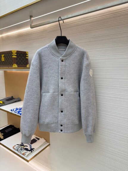 Canada Goose Fleece Jacket with Badge and Button Closure