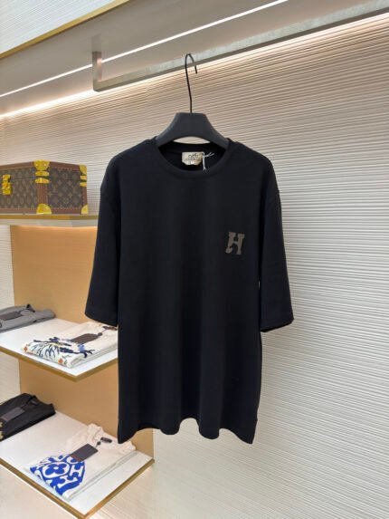 Hermès Paris Leather Short-Sleeved Top with Horse Motif