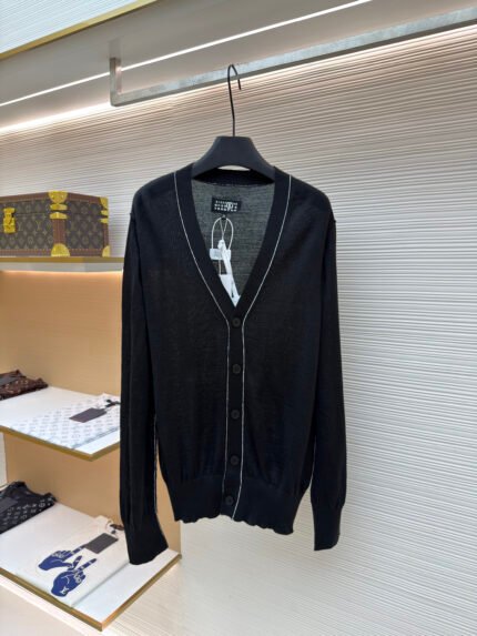 Maison Margiela Wool Knit Cardigan with Line Detail