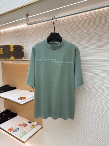 Alexander Wang Washed & Distressed T-Shirt with Puffed Suede-Effect Lettering