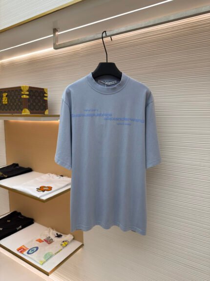 Alexander Wang Washed & Distressed T-Shirt with Puffed Suede-Effect Lettering
