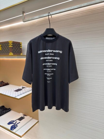 Alexander Wang Washed & Distressed T-Shirt with Puffed Suede-Effect Lettering