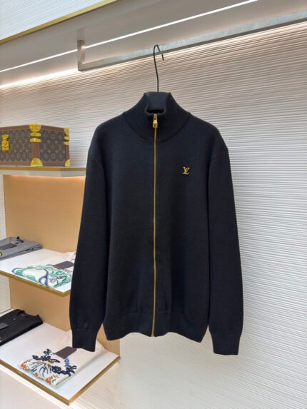LOUIS VUITTON Logo-Detailed Knit Mock-Neck Sweatshirt Jacket