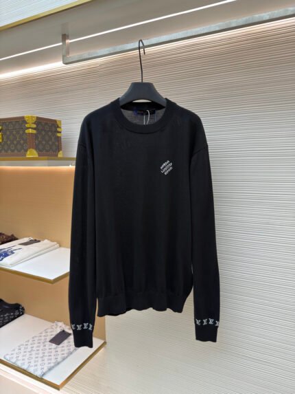 LOUIS VUITTON Jacquard Logo Cotton Crewneck Sweater
