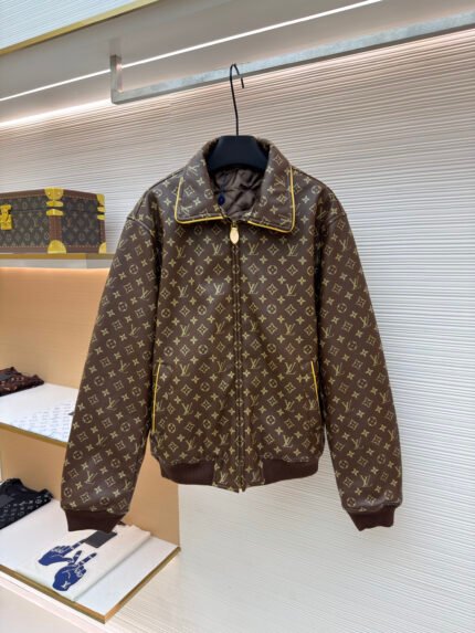 LOUIS VUITTON Monogram-print leather jacket