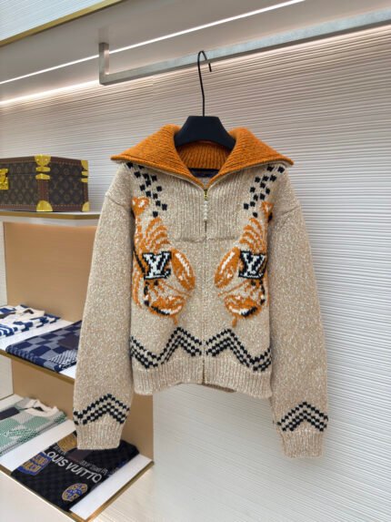 LOUIS VUITTON x Nigo Lobster-Motif Mesh-Panel Wool Zip-Up Cardigan