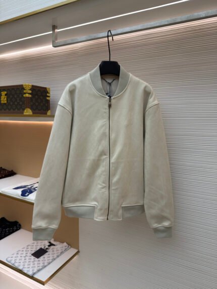 LOUIS VUITTON Embroidered Logo Suede-Effect Bomber Jacket