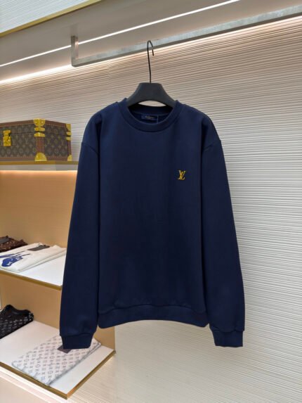 LOUIS VUITTON leather-accented crewneck sweatshirt