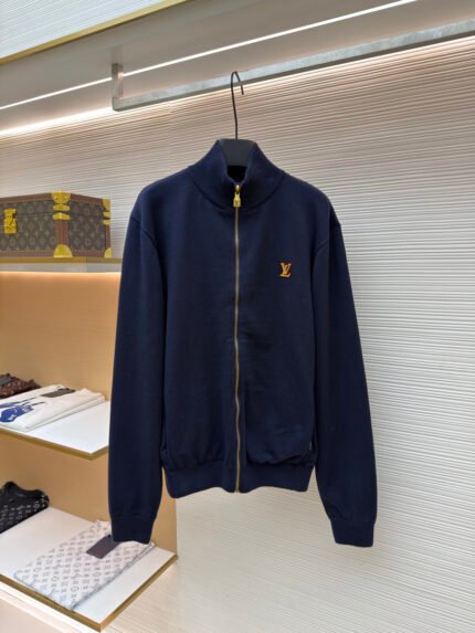 LOUIS VUITTON Reversible Nylon-Blend Zip-Up Mock-Neck Sweatshirt